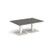 Brescia rectangular coffee table with flat square white bases 1200mm x 800mm - Onyx Grey