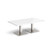 Brescia rectangular coffee table with flat square brushed steel bases 1400mm x 800mm - white