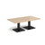 Brescia rectangular coffee table with flat square black bases 1400mm x 800mm - Kendal oak