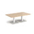Brescia rectangular coffee table with flat square white bases 1400mm x 800mm - Kendal oak