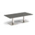Brescia rectangular coffee table with flat square brushed steel bases 1600mm x 800mm - Onyx Grey