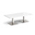 Brescia rectangular coffee table with flat square brushed steel bases 1600mm x 800mm - white
