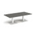 Brescia rectangular coffee table with flat square white bases 1600mm x 800mm -Onyx Grey