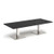Brescia rectangular coffee table with flat square brushed steel bases 1800mm x 800mm - Black