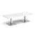 Brescia rectangular coffee table with flat square brushed steel bases 1800mm x 800mm - white