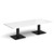 Brescia rectangular coffee table with flat square black bases 1800mm x 800mm - white