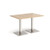 Brescia rectangular dining table with flat square brushed steel bases 1200mm x 800mm - Kendal oak