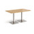 Brescia rectangular dining table with flat square brushed steel bases 1400mm x 800mm - oak