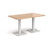 Brescia rectangular dining table with flat square white bases 1400mm x 800mm - beech