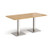Brescia rectangular dining table with flat square brushed steel bases 1600mm x 800mm - oak