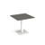 Brescia square dining table with flat square white base 800mm - Onyx Grey