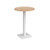 Brescia circular poseur table with flat square white base 800mm - beech