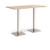 Brescia rectangular poseur table with flat square brushed steel bases 1600mm x 800mm - Kendal oak