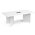 Arrow head leg rectangular boardroom table 2000mm x 1000mm in white with central cutout and Aero power module
