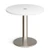 Monza circular dining table 800mm in white with central circular cutout and Ion power module in white