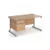 Contract 25 straight desk with 2 drawer pedestal and silver cantilever leg 1400mm x 800mm - beech top