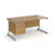 Contract 25 straight desk with 2 drawer pedestal and silver cantilever leg 1600mm x 800mm - oak top