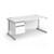 Contract 25 straight desk with 2 drawer pedestal and silver cantilever leg 1600mm x 800mm - white top