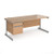 Contract 25 straight desk with 2 drawer pedestal and silver cantilever leg 1800mm x 800mm - beech top