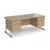 Contract 25 straight desk with 2 drawer pedestal and silver cantilever leg 1800mm x 800mm - Kendal Oak Top