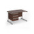Contract 25 straight desk with 3 drawer pedestal and silver cantilever leg 1200mm x 800mm - Walnut top