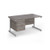 Contract 25 straight desk with 3 drawer pedestal and white cantilever leg 1400mm x 800mm - grey oak top