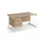 Contract 25 straight desk with 3 drawer pedestal and white cantilever leg 1400mm x 800mm - kendal oak top