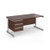 Contract 25 straight desk with 3 drawer pedestal and silver cantilever leg 1600mm x 800mm - walnut top