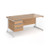 Contract 25 straight desk with 3 drawer pedestal and white cantilever leg 1600mm x 800mm - beech top