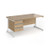 Contract 25 straight desk with 3 drawer pedestal and white cantilever leg 1600mm x 800mm - kendal oak top