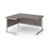 Contract 25 left hand ergonomic desk with white cantilever leg 1400mm - grey oak top