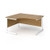 Contract 25 left hand ergonomic desk with white cantilever leg 1400mm - oak top