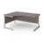 Contract 25 left hand ergonomic desk with silver cantilever leg 1600mm - Grey oak top
