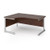 Contract 25 left hand ergonomic desk with silver cantilever leg 1600mm - Walnut top