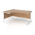 Contract 25 left hand ergonomic desk with white cantilever leg 1600mm - beech top