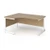 Contract 25 left hand ergonomic desk with white cantilever leg 1600mm - kendal oak top