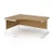 Contract 25 left hand ergonomic desk with white cantilever leg 1600mm - oak top