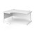 Contract 25 left hand ergonomic desk with white cantilever leg 1600mm - white top