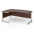 Contract 25 left hand ergonomic desk with silver cantilever leg 1800mm - walnut top