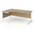 Contract 25 left hand ergonomic desk with white cantilever leg 1800mm - kendal oak top