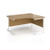 Contract 25 right hand ergonomic desk with white cantilever leg 1400mm - oak top