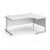 Contract 25 right hand ergonomic desk with silver cantilever leg 1600mm - white top