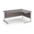 Contract 25 right hand ergonomic desk with white cantilever leg 1600mm - grey oak top