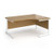 Contract 25 right hand ergonomic desk with white cantilever leg 1600mm - oak top