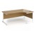 Contract 25 right hand ergonomic desk with white cantilever leg 1800mm - oak top