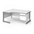 Contract 25 left hand ergonomic desk with 2 drawer pedestal and graphite cantilever leg 1600mm - white top
