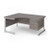 Contract 25 left hand ergonomic desk with 2 drawer pedestal and silver cantilever leg 1600mm - grey oak top