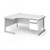 Contract 25 left hand ergonomic desk with 2 drawer pedestal and silver cantilever leg 1600mm - white top