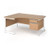 Contract 25 left hand ergonomic desk with 2 drawer pedestal and white cantilever leg 1600mm - beech top