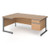 Contract 25 left hand ergonomic desk with 2 drawer pedestal and graphite cantilever leg 1800mm - beech top